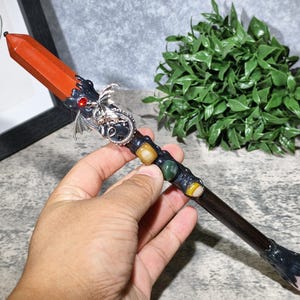 10.3&#39;&#39; Handmade Crystal Magic Wand, Natural Red Jasper Wand, Crystal Props, Crystal Decor, Crystal Gift, Healing Stone, Metaphysical