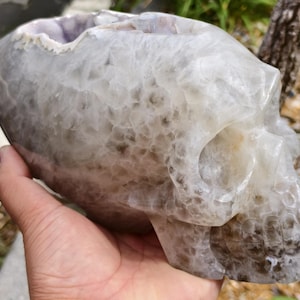 Giant !!! Natural Geode Agate Amethyst Mica Skull Sculpture, Home Decor, Crystal Skull, Metaphysical Skull, Healing Crystal, Crystal Carving