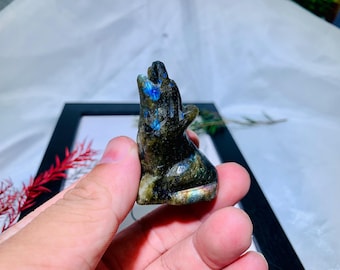 2'' Labradorite Wolf Figurine, Home Decor, Natural Crystal Animal Decor, Crystal Gifts For Friends, Labradorite Decor, Healing Crystal Decor