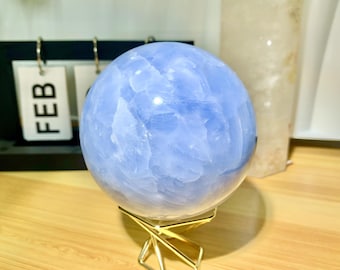 Natural Celestite Sphere,Blue Crystal Sphere, Blue Gemstone Ball Decor, Healing Stone, Metaphysical Crystal Ball