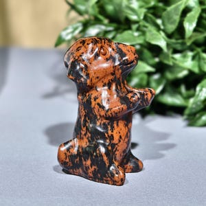 Hand-carved Red Obsidian Dog Sculpture, Home Decor, Crystal Dog Figurine, Crystal Animal Decor, Metaphysical Crystal Gift