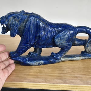 Giant !! Natural Lapis Lazuli Tiger Sculpture, Crystal Healing Tiger Carving, Home Decor, Crystal Animal Decor, Rare Tiger Figurine !!!