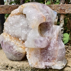 Giant !!! Natural Large Agate Amethyst Geode Skull Sculpture, Home Decor, Crystal Skull, Metaphysical Skull, Healing Crystal Carving