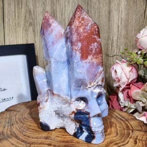 GIANT!! Ocean Jasper Skull Sculpture, Home Decor, Rare Skull Figurine, Unique Skull Decor, Crystal Skull Gift, Metaphysical Crystal
