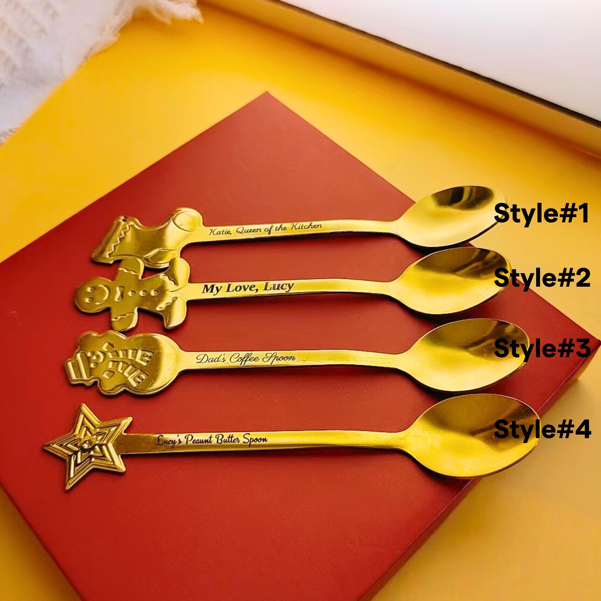 Personalized Engraved Spoon set-Custom Text Spoons-Personalized Stainless Steel spoon-coffee spoon set-Family Spoon set-Christmas spoon set