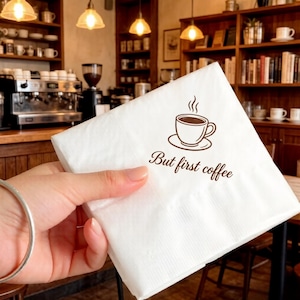 Aangepaste koffie papieren servetten - gepersonaliseerd monogram | Feestdecoratie, cafécadeau | grote openingen van cafés