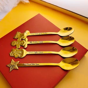 Personalized Engraved Spoon set-Custom Text Spoons-Personalized Stainless Steel spoon-coffee spoon set-Family Spoon set-Christmas spoon set