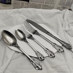 Personalized Silver Spoon Set/Unique Gift/Husband Gift/ Hand Stamped Spoon / Palace Style Relief Spoon/ Silver Household Cutlery Set