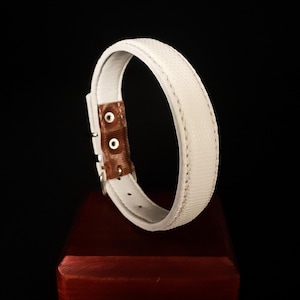 Collar for small dog made of genuine white lizard in 2 colors.