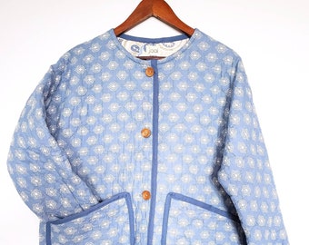 Quilted Jacket. Handmade Jacket. Floral Jacket. Upcycled Quilt. Vintage Quilt. Oversized Jacket. Spring Jacket.