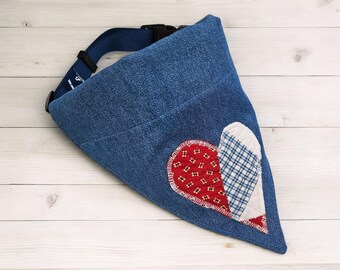 Love Bandana. Dog Bandana. Pet Bandana. Dog Accessory. Heart Bandana. Upcycled Bandana. Pet Accessories. XL.