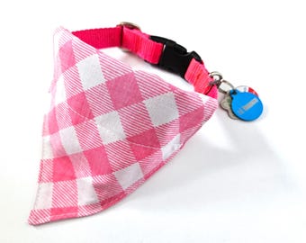 Dog Bandana. Pet Bandana. Dog Accessory. Upcycled Bandana. Dog Clothing. Gingham Bandana. Pink Plaid. Pet Accessories.