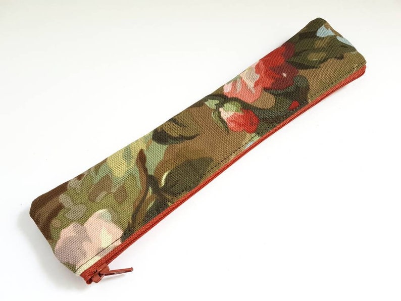 Metal Straw Holder Ready To Ship. Pencilcase Metal Straw Case Upcycled Floral Pouch Flower Print Repurposed Bag Artist Case