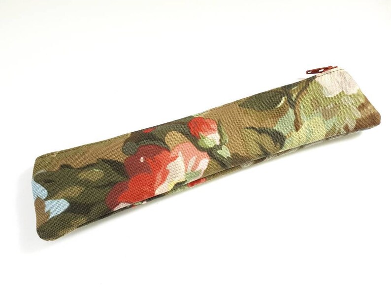 Metal Straw Holder Ready To Ship. Pencilcase Metal Straw Case Upcycled Floral Pouch Flower Print Repurposed Bag Artist Case