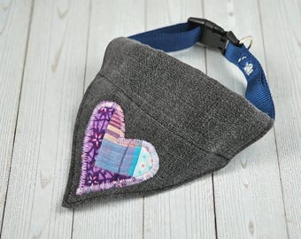 Size SMALL. ove Bandana. Dog Bandana. Pet Bandana. Dog Accessory. Heart Bandana. Upcycled Bandana. Pet Accessories.