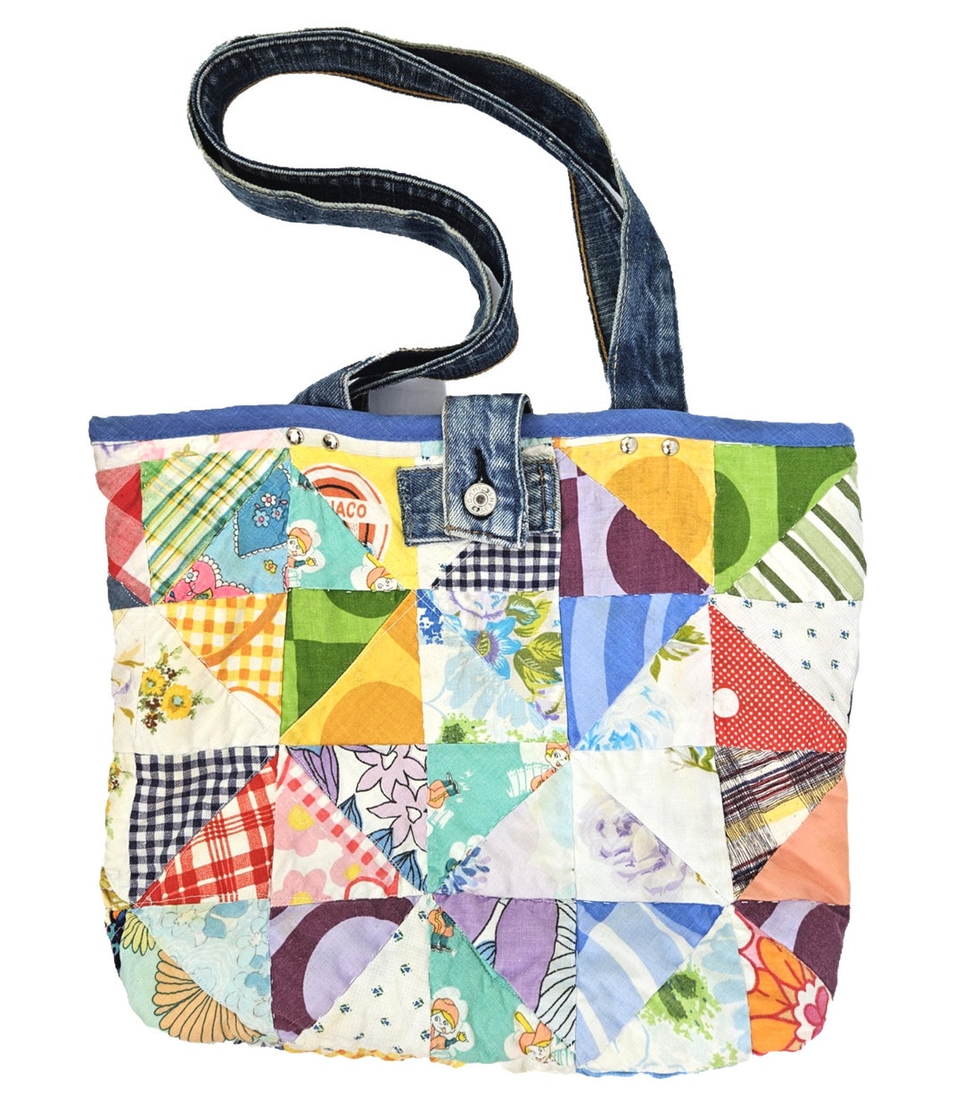 Quilted Tote Bag. Quilted Bag. Shopping Bag. Denim Bag