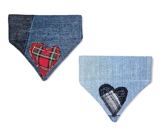 Love Bandana. Dog Bandana. Pet Bandana. Dog Accessory. Heart Bandana. Upcycled Bandana. Cat Bandana. Pet Accessories. XS.