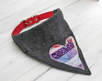Love Bandana. Dog Bandana. Pet Bandana. Dog Accessory. Heart Bandana. Upcycled Bandana. Pet Accessories. Medium.