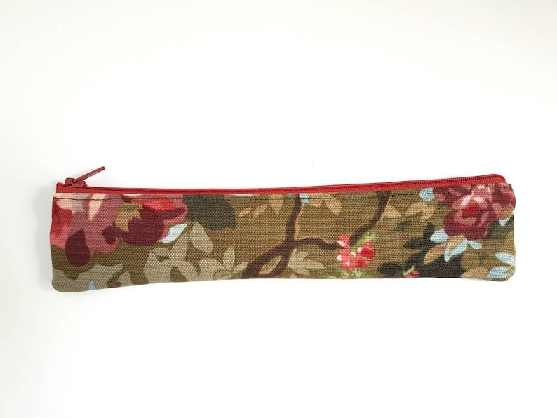 Metal Straw Holder Ready To Ship. Pencilcase Metal Straw Case Upcycled Floral Pouch Flower Print Repurposed Bag Artist Case