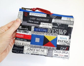 UPCYCLED Label Pouch. Recycled Clothing Labels. Passport Holder. Leather Change Purse. Fashion Labels. Leather Bag. Ready To Ship.