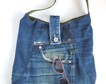 Shoulder Bag. Upcycled Bag. Denim Bag. Camo Bag. Recycled