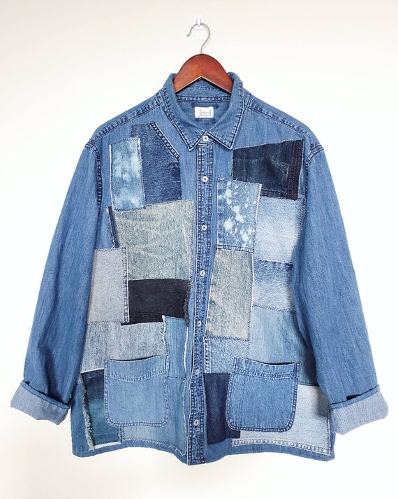 Denim Jacket. Chore Jacket. Upcycled Denim Top. Patchwork. - Etsy Canada