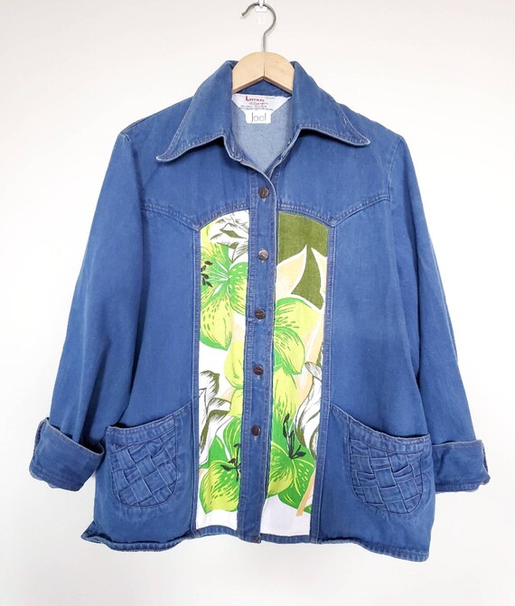 Vintage 1970's Print x Denim Upcycled Coat