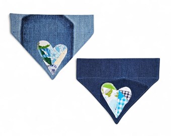 Love Bandana. Dog Bandana. Pet Bandana. Dog Accessory. Heart Bandana. Upcycled Bandana. Pet Accessories. Medium.