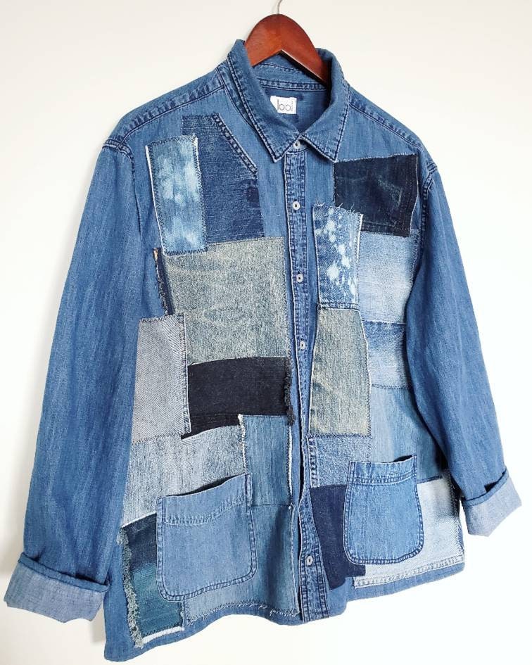 Denim Jacket. Chore Jacket. Upcycled Denim Top. Patchwork. - Etsy Canada