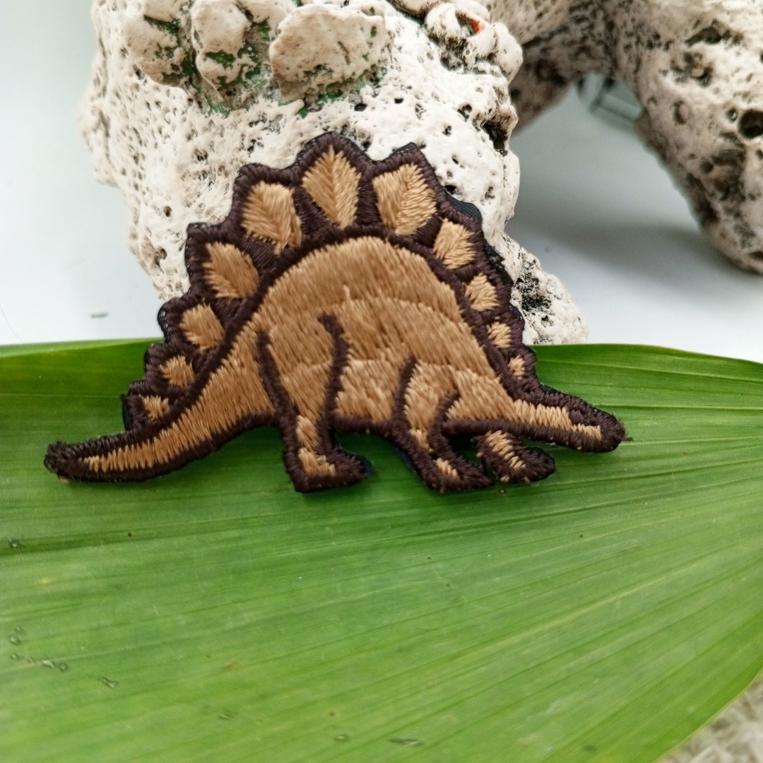 Brown Stegosaurus Plated Dinosaur Iron on Embroidered Patch Vintage ...