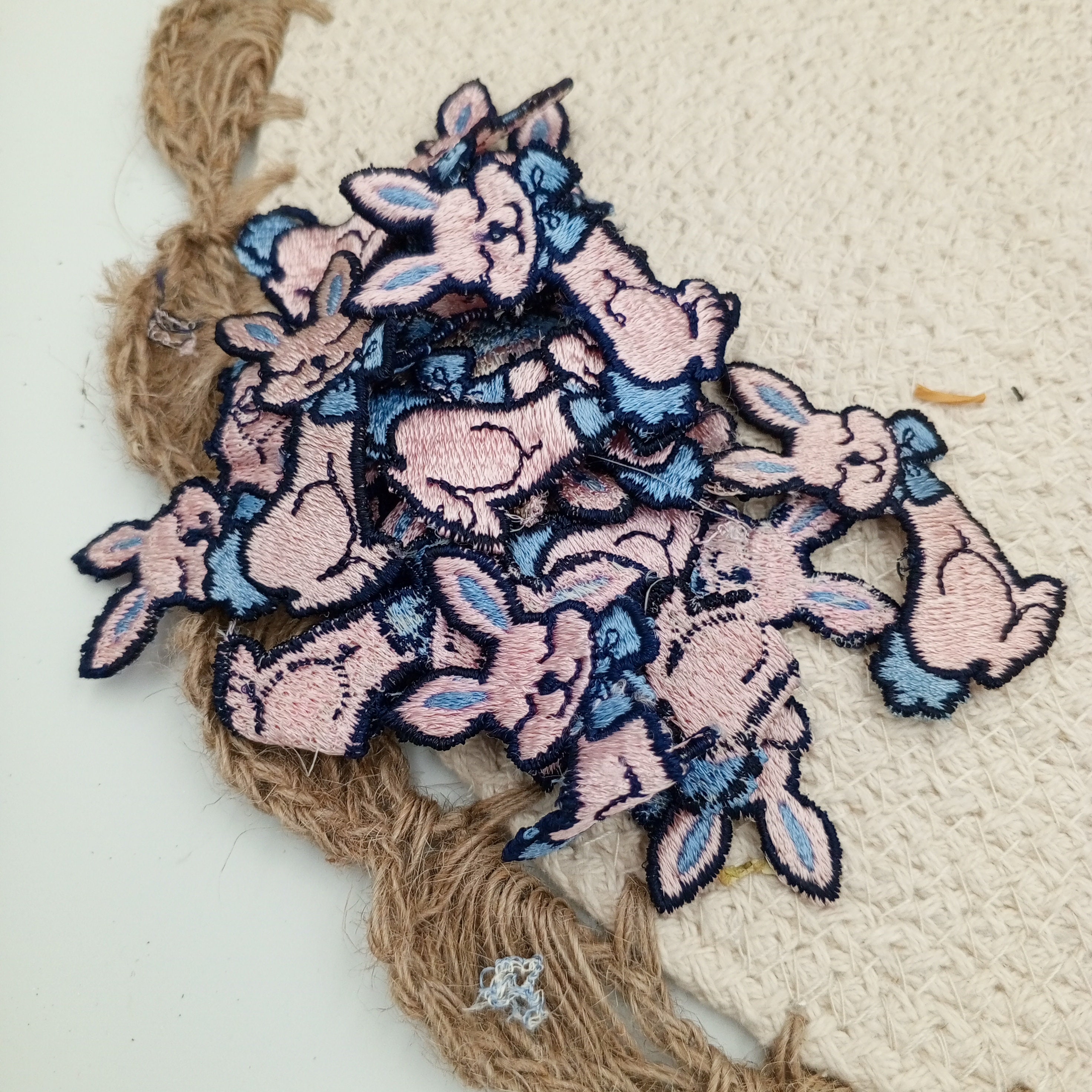 Vintage Bunny Patch Baby Blue Pink Rabbit Appliques Sewing Patch - Etsy