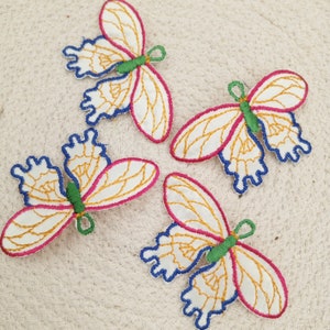 Embroidered Butterfly Iron-On Patch - Exquisite Butterfly Embellishments White Pink Blue Green Gold Vintage Charm