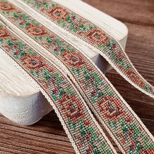 EARTHY RUSTIC ROSE Tapestry Ribbon 5/8&quot; wide – Vintage 1970s Floral Jacquard Trim for Sewing, Crafts, Creative Projects & Home Décor