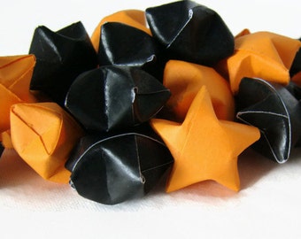 100 Origami Lucky Stars - Halloween Orange and Black