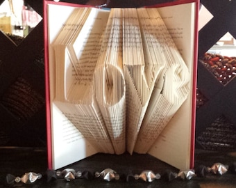 Love - Folded Book Art in Basic Font - Wedding Gift, Anniversary Gift, Shower Gift, Home Decor, Library Decor