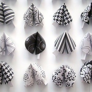 Origami Fortune Cookies Black and White Wedding Set of 50 image 4