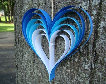 Paper Heart Garland - Blue Ombre Hearts - 5' Garland