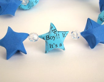 Baby Shower Garland in Blues - "It's a Boy" Lucky Stars