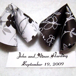 Origami Fortune Cookies Black and White Wedding Set of 50 image 1