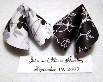 Origami Fortune Cookies - Black and White Wedding - Set of 50