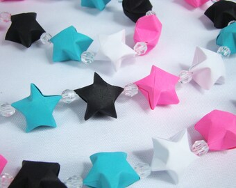 Lucky Star Garland - Black, White, Hot Pink, Teal