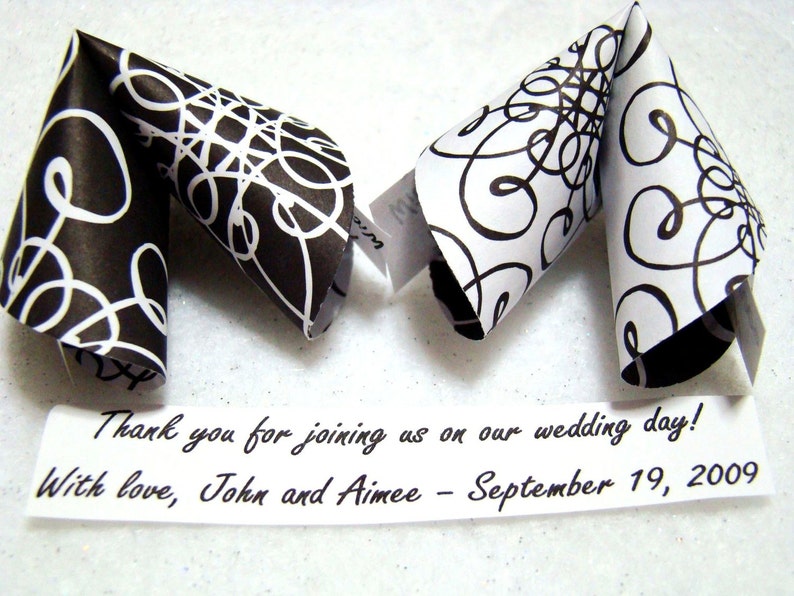 Origami Fortune Cookies Black and White Wedding Set of 50 image 3