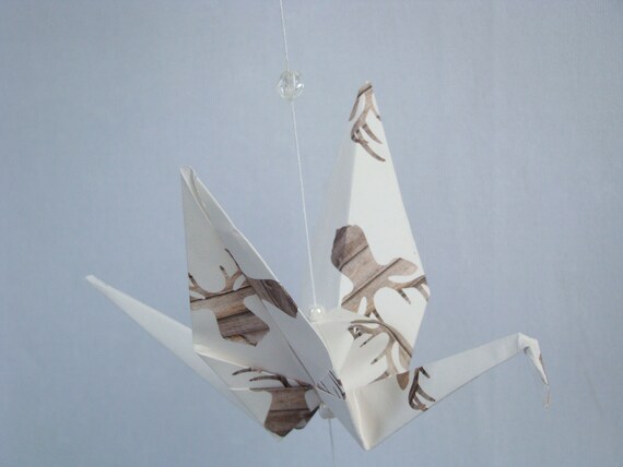 Ready To Ship Origami Crane Hanging Mobile Woodland Deer Etsy