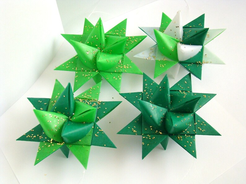 Moravian Stars Mixed Greens Set of 4 image 1