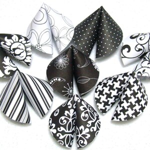 Origami Fortune Cookies Black and White Wedding Set of 50 image 2