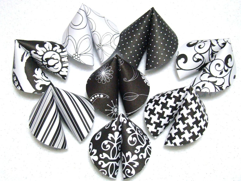 Origami Fortune Cookies Black and White Wedding Set of 50 image 2