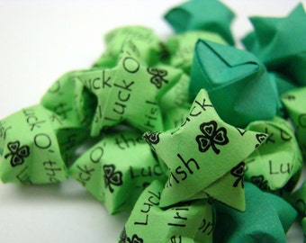 100 Origami Lucky Stars - Luck O' The Irish (Lime/Dark Green)