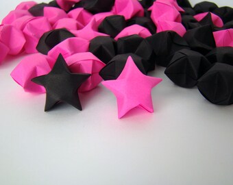 100 Origami Lucky Stars - Hot Pink and Black