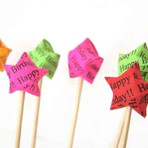 Party Picks Happy Birthday Lucky Stars Set of 30 in Your Color Selection image 1