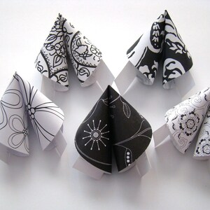 Origami Fortune Cookies Black and White Wedding Set of 50 image 5